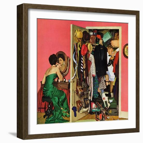 "Hunting His Tux for the Party," March 31, 1962-Richard Sargent-Framed Giclee Print