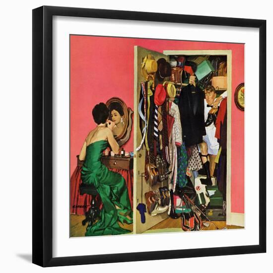 "Hunting His Tux for the Party," March 31, 1962-Richard Sargent-Framed Giclee Print