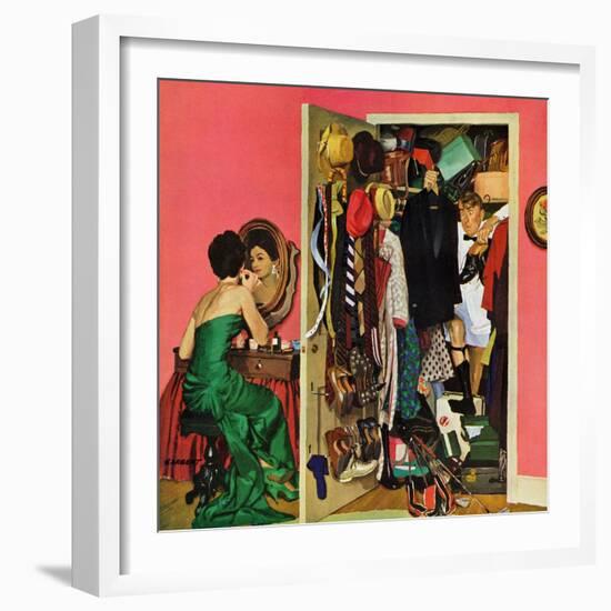 "Hunting His Tux for the Party," March 31, 1962-Richard Sargent-Framed Giclee Print