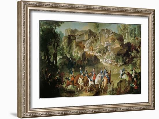 Hunting in the Forest of Fontainebleau at Franchard-Jean-Baptiste Oudry-Framed Giclee Print