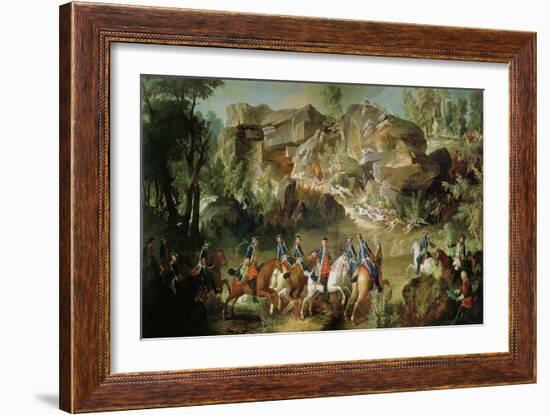 Hunting in the Forest of Fontainebleau at Franchard-Jean-Baptiste Oudry-Framed Giclee Print