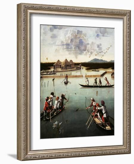 Hunting on the Lagoon, c.1490-5-Vittore Carpaccio-Framed Giclee Print