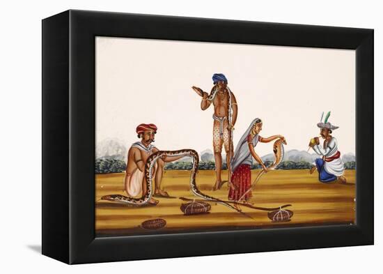Hunting People Busy with Snakes, from Thanjavur, India-null-Framed Premier Image Canvas
