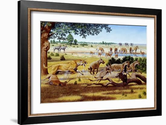 Hunting Sabre-toothed Cat-Mauricio Anton-Framed Photographic Print