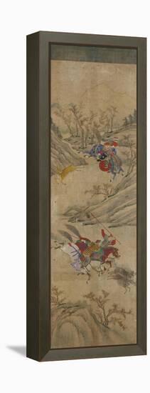 Hunting Scene (3 Riders and 2 Boars)-null-Framed Premier Image Canvas