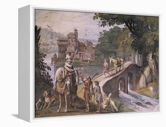 Hunting Scene, Fresco-Antonio Tempesta-Framed Premier Image Canvas