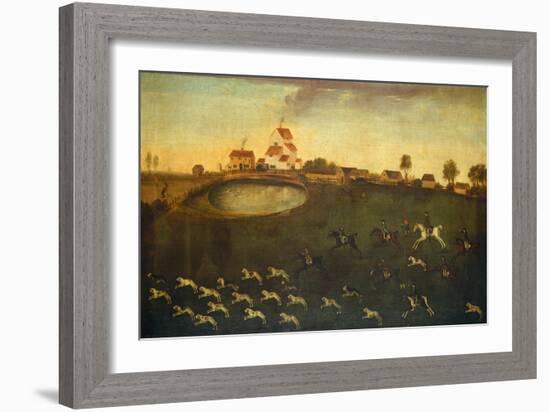 Hunting Scene With A Pond, 18th century-American School-Framed Giclee Print