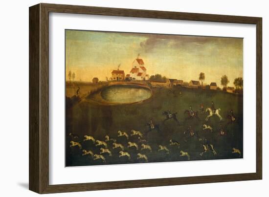 Hunting Scene With A Pond, 18th century-American School-Framed Giclee Print