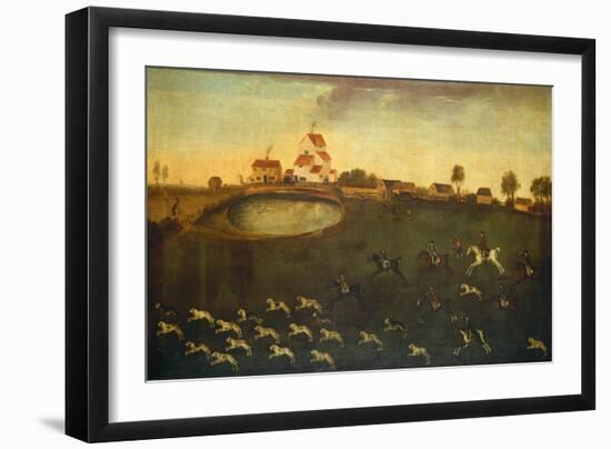 Hunting Scene With A Pond, 18th century-American School-Framed Giclee Print