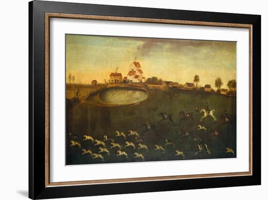 Hunting Scene With A Pond, 18th century-American School-Framed Giclee Print