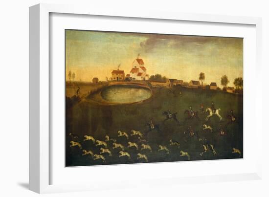 Hunting Scene With A Pond, 18th century-American School-Framed Giclee Print