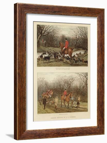 Hunting Sketches by G L Harrison-null-Framed Giclee Print