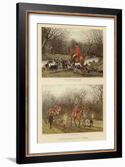 Hunting Sketches by G L Harrison-null-Framed Giclee Print