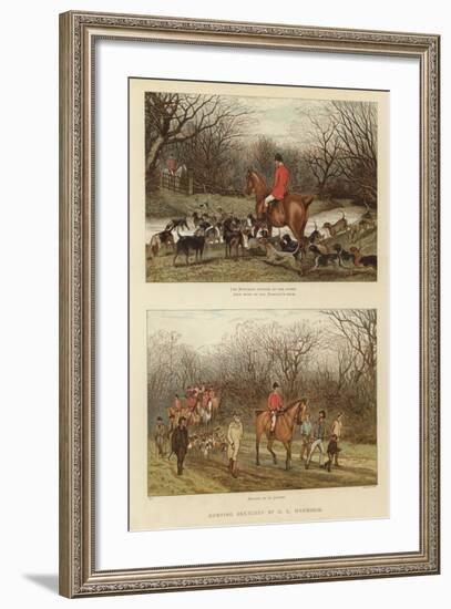 Hunting Sketches by G L Harrison-null-Framed Giclee Print