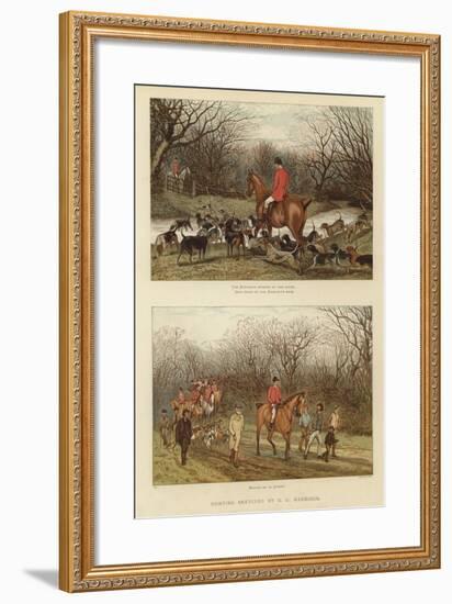 Hunting Sketches by G L Harrison-null-Framed Giclee Print