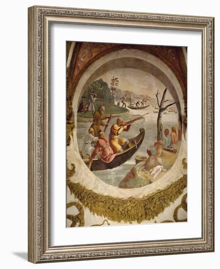 Hunting Waterfowl with Bows and Crossbows, Fresco-Giulio Romano-Framed Giclee Print