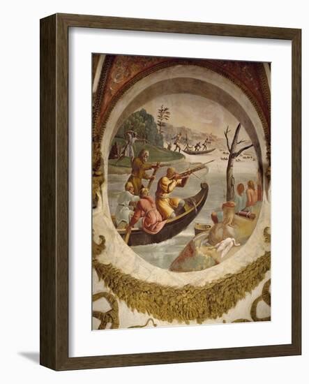 Hunting Waterfowl with Bows and Crossbows, Fresco-Giulio Romano-Framed Giclee Print