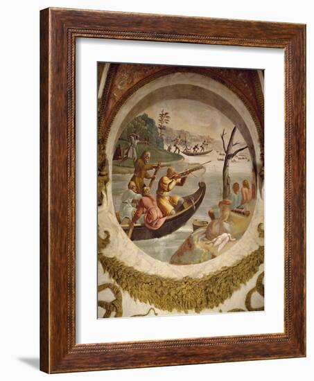 Hunting Waterfowl with Bows and Crossbows, Fresco-Giulio Romano-Framed Giclee Print