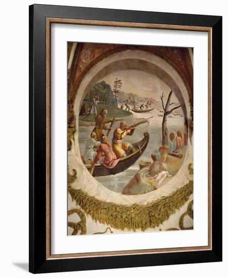 Hunting Waterfowl with Bows and Crossbows, Fresco-Giulio Romano-Framed Giclee Print