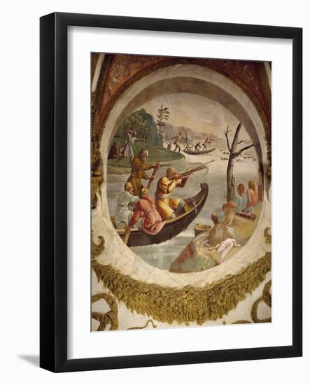 Hunting Waterfowl with Bows and Crossbows, Fresco-Giulio Romano-Framed Giclee Print