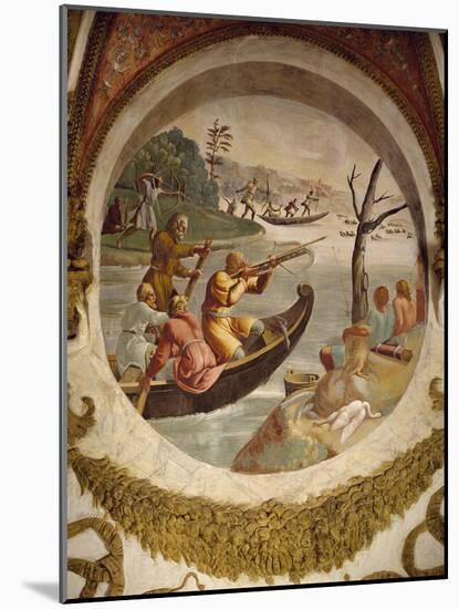 Hunting Waterfowl with Bows and Crossbows, Fresco-Giulio Romano-Mounted Giclee Print