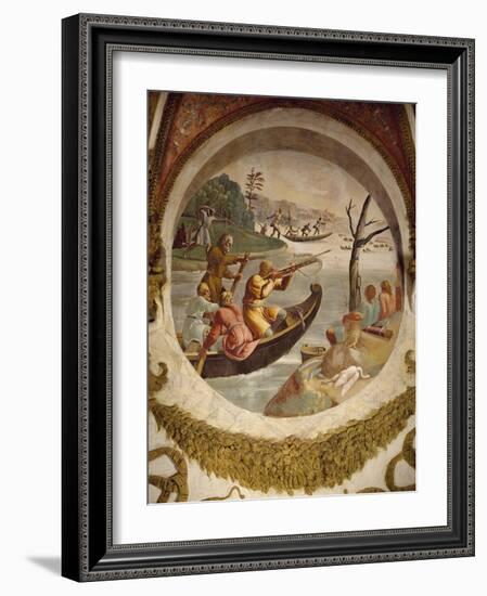 Hunting Waterfowl with Bows and Crossbows, Fresco-Giulio Romano-Framed Giclee Print