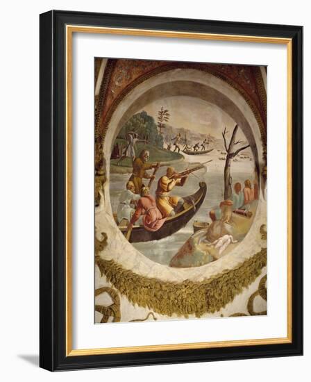 Hunting Waterfowl with Bows and Crossbows, Fresco-Giulio Romano-Framed Giclee Print