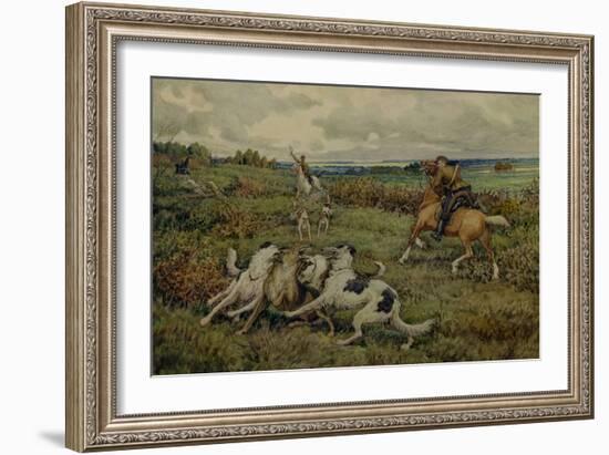Hunting with Borzois, 1937-Ernest Ernestovich Lissner-Framed Giclee Print