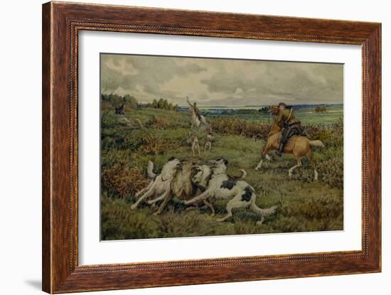 Hunting with Borzois, 1937-Ernest Ernestovich Lissner-Framed Giclee Print