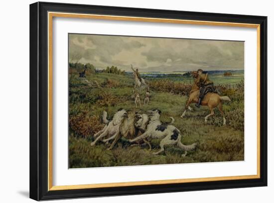 Hunting with Borzois, 1937-Ernest Ernestovich Lissner-Framed Giclee Print