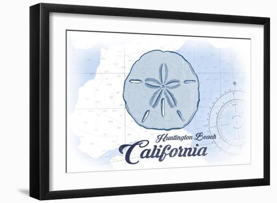 Huntington Beach, California - Sand Dollar - Blue - Coastal Icon-Lantern Press-Framed Art Print