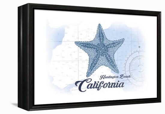 Huntington Beach, California - Starfish - Blue - Coastal Icon-Lantern Press-Framed Stretched Canvas