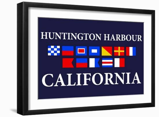 Huntington Harbour, California - Nautical Flags-Lantern Press-Framed Art Print