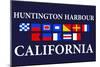 Huntington Harbour, California - Nautical Flags-Lantern Press-Mounted Art Print