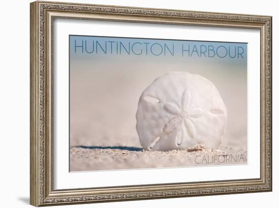 Huntington Harbour, California - Sand Dollar and Beach-Lantern Press-Framed Art Print