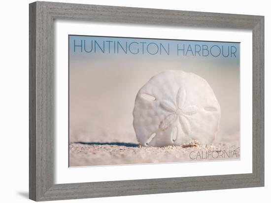 Huntington Harbour, California - Sand Dollar and Beach-Lantern Press-Framed Art Print