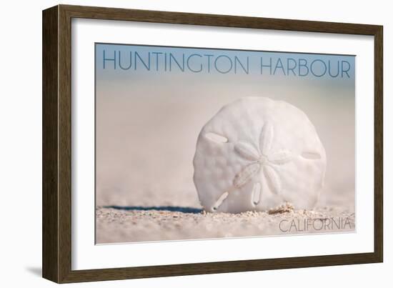 Huntington Harbour, California - Sand Dollar and Beach-Lantern Press-Framed Art Print