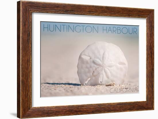 Huntington Harbour, California - Sand Dollar and Beach-Lantern Press-Framed Art Print