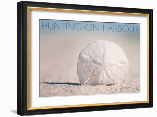 Huntington Harbour, California - Sand Dollar and Beach-Lantern Press-Framed Art Print