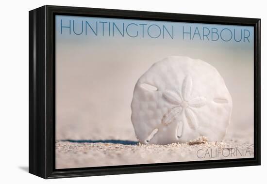 Huntington Harbour, California - Sand Dollar and Beach-Lantern Press-Framed Stretched Canvas