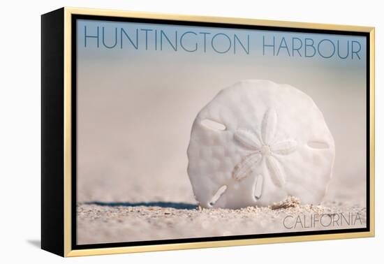 Huntington Harbour, California - Sand Dollar and Beach-Lantern Press-Framed Stretched Canvas