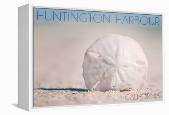 Huntington Harbour, California - Sand Dollar and Beach-Lantern Press-Framed Stretched Canvas