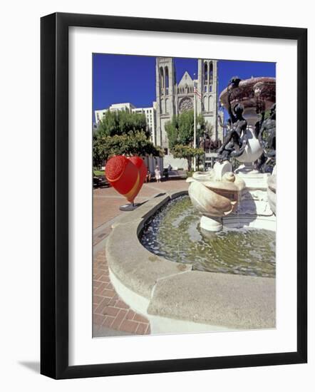 Huntington Park and Grace Cathedral, Nob Hill, San Francisco, California-William Sutton-Framed Photographic Print
