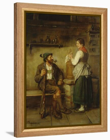 Huntsman and Maid Having a Chat in the Kitchen. after 1850-Franz Von Defregger-Framed Premier Image Canvas