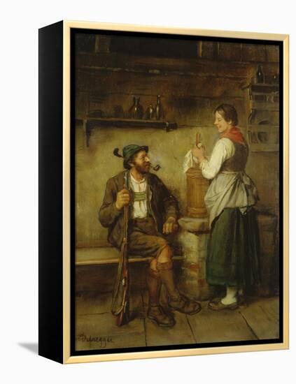 Huntsman and Maid Having a Chat in the Kitchen. after 1850-Franz Von Defregger-Framed Premier Image Canvas