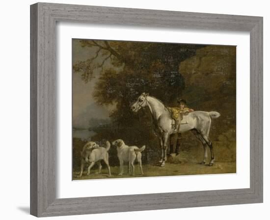 Huntsman with a Grey Hunter and Two Foxhounds: Details from the Goodwood 'Hunting' Picture-George Stubbs-Framed Giclee Print