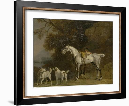 Huntsman with a Grey Hunter and Two Foxhounds: Details from the Goodwood 'Hunting' Picture-George Stubbs-Framed Giclee Print