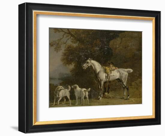 Huntsman with a Grey Hunter and Two Foxhounds: Details from the Goodwood 'Hunting' Picture-George Stubbs-Framed Giclee Print