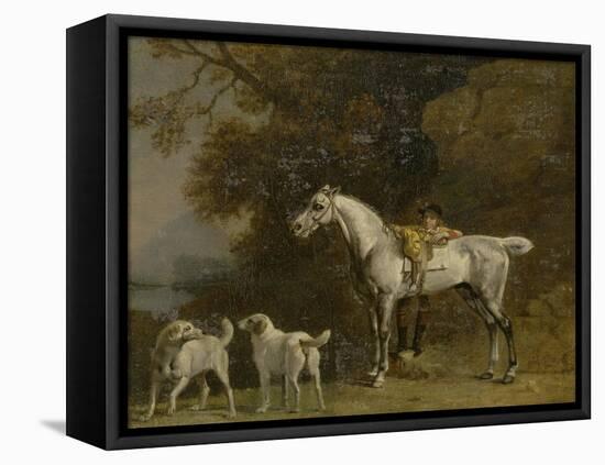 Huntsman with a Grey Hunter and Two Foxhounds: Details from the Goodwood 'Hunting' Picture-George Stubbs-Framed Premier Image Canvas
