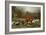 Huntsman with Foxhounds Tracking a Scent Across a Brook, England, 1800s-null-Framed Giclee Print